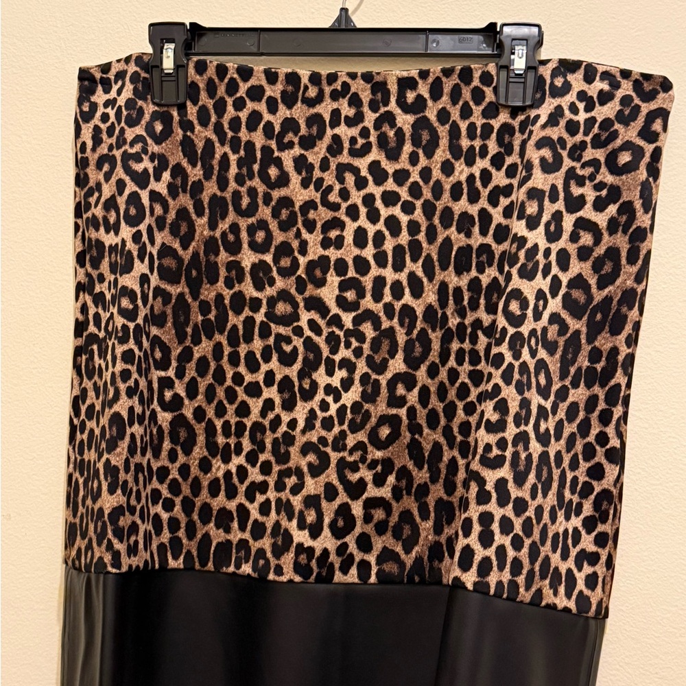 Michael Kors Leopard and Black Pencil Skirt